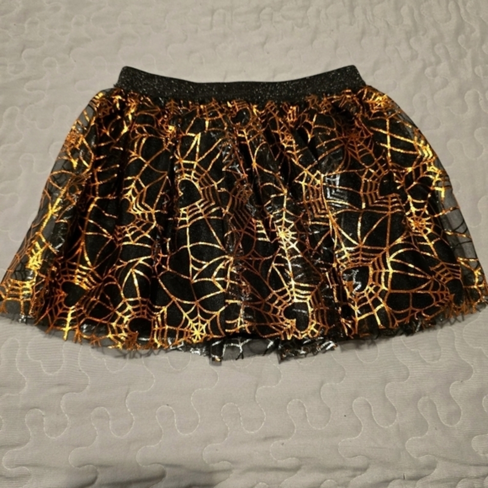Spider Web Halloween Girl's Tutu Skirt Black‎ & Orange NEW Size Toddler 3T